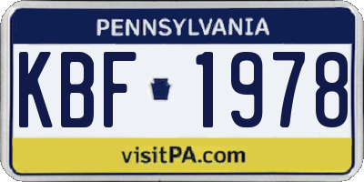 PA license plate KBF1978