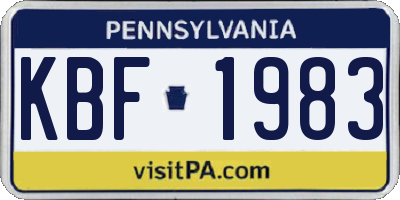 PA license plate KBF1983