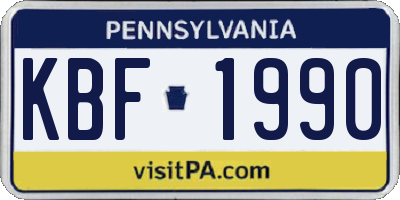 PA license plate KBF1990