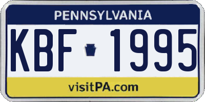 PA license plate KBF1995