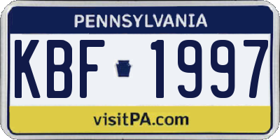 PA license plate KBF1997