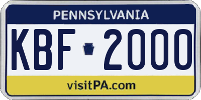 PA license plate KBF2000