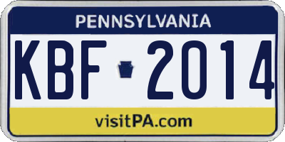 PA license plate KBF2014