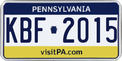 PA license plate KBF2015