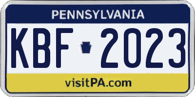 PA license plate KBF2023