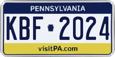 PA license plate KBF2024