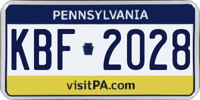 PA license plate KBF2028