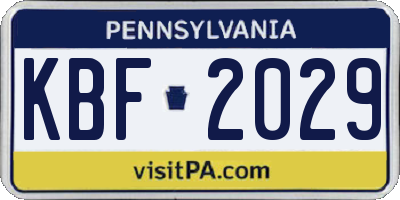 PA license plate KBF2029
