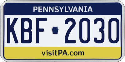 PA license plate KBF2030