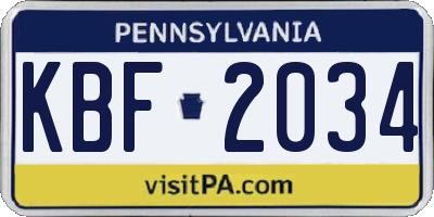PA license plate KBF2034