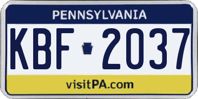 PA license plate KBF2037