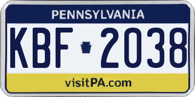 PA license plate KBF2038