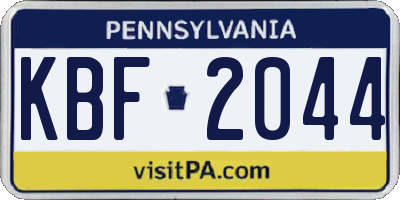PA license plate KBF2044