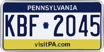 PA license plate KBF2045