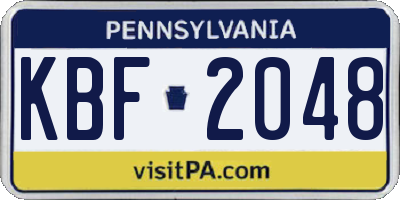 PA license plate KBF2048