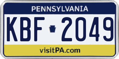 PA license plate KBF2049