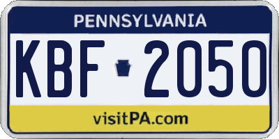 PA license plate KBF2050