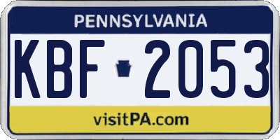 PA license plate KBF2053