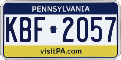 PA license plate KBF2057