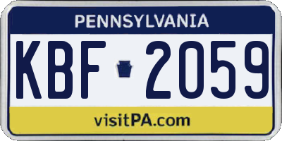 PA license plate KBF2059