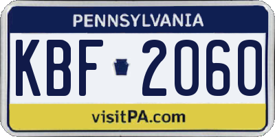 PA license plate KBF2060
