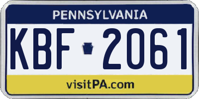 PA license plate KBF2061