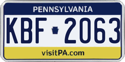 PA license plate KBF2063