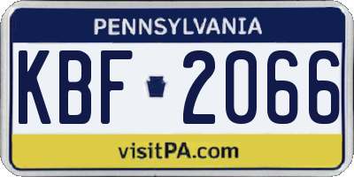 PA license plate KBF2066