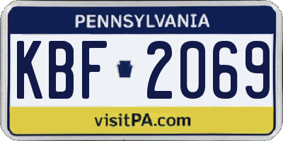 PA license plate KBF2069