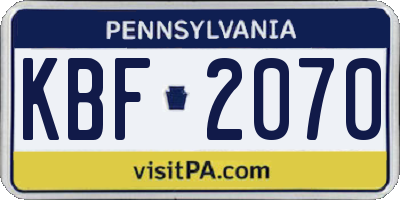 PA license plate KBF2070
