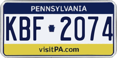 PA license plate KBF2074