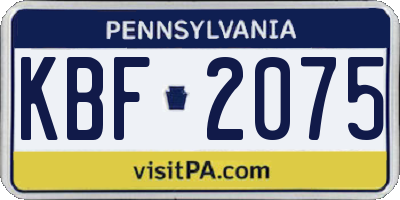PA license plate KBF2075