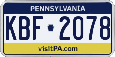 PA license plate KBF2078