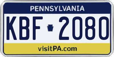 PA license plate KBF2080