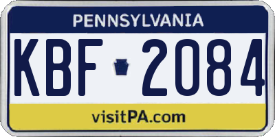 PA license plate KBF2084