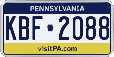 PA license plate KBF2088