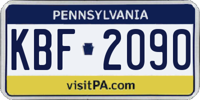 PA license plate KBF2090