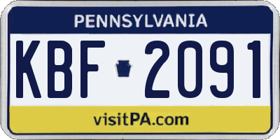 PA license plate KBF2091