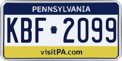 PA license plate KBF2099