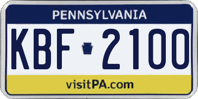 PA license plate KBF2100