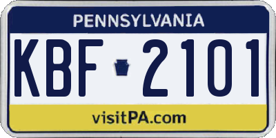 PA license plate KBF2101