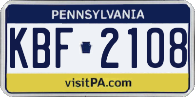 PA license plate KBF2108