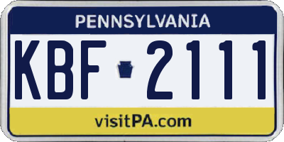 PA license plate KBF2111