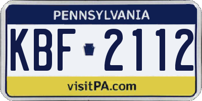 PA license plate KBF2112