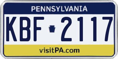 PA license plate KBF2117
