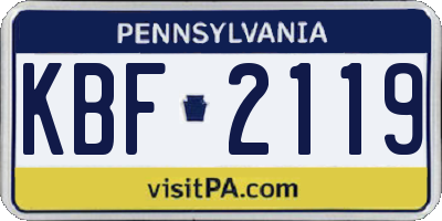 PA license plate KBF2119