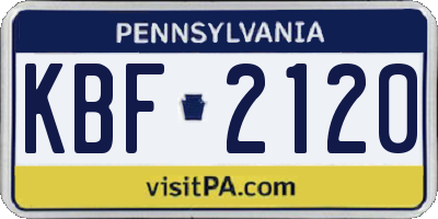 PA license plate KBF2120