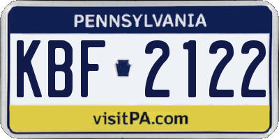 PA license plate KBF2122