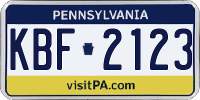 PA license plate KBF2123
