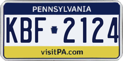 PA license plate KBF2124